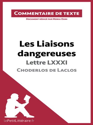 cover image of Les Liaisons dangereuses de Choderlos de Laclos--Lettre LXXXI